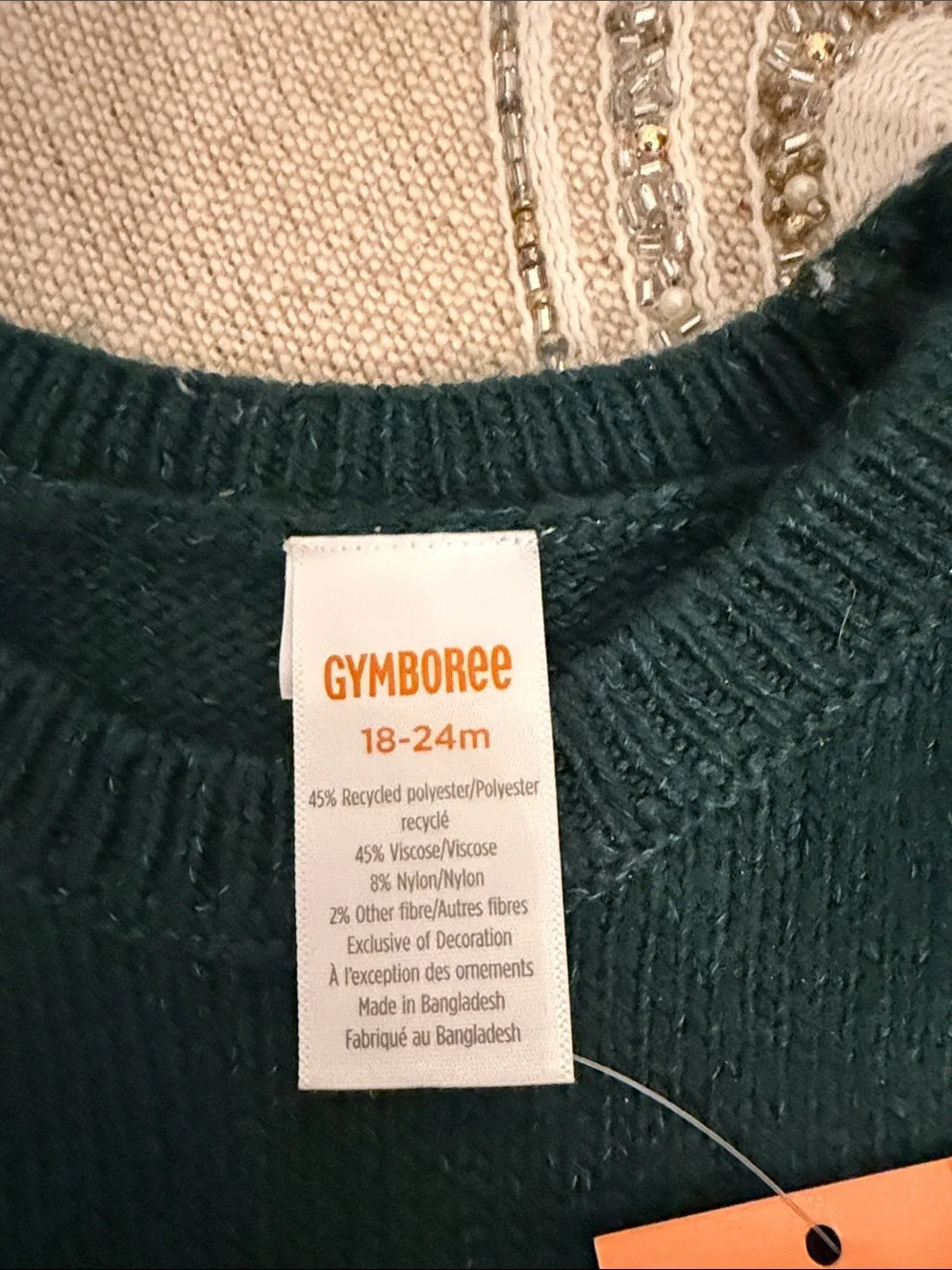 Gymboree Teal Green Knit Sweater with Black Velvet Bow